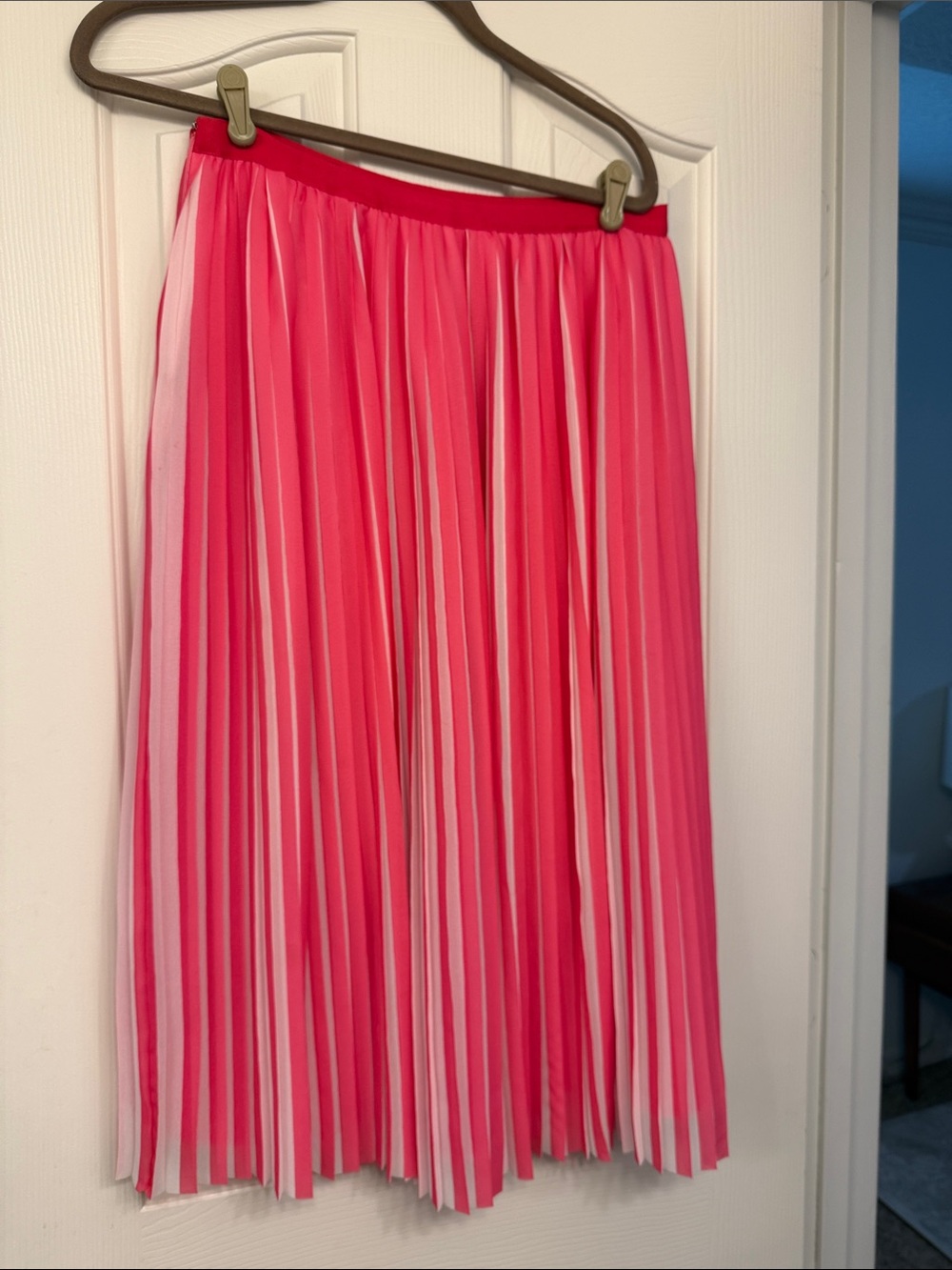 Pleated Pink Midi Skirt - jcrew